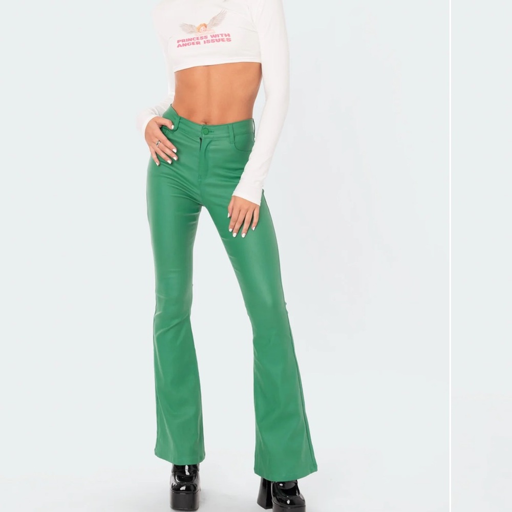 Edikted - Luna faux leather flare pants